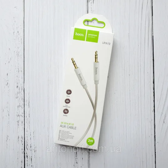 Аудіо кабель Aux Hoco UPA19 mini-Jack 3.5mm to 3.5mm білий 2 метра Ціна