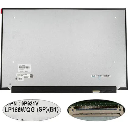фото, Матриця 18.0" LP180WQG-SPB1 (1920*1200, 40pin(eDP, IPS, 165Hz), LED, SLIM(без планок та вушок), матова, роз'єм праворуч внизу) для
