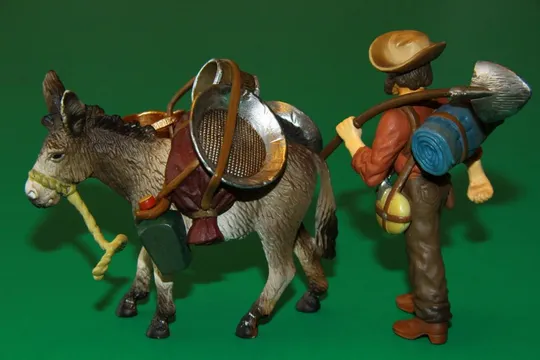 ковбой траппер золотошукач з віслюком SCHLEICH 90-100мм ФРН ФРГ З аукціону