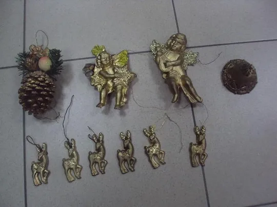 Елочная игрушка подвесная ангел, олени, колокольчик, ангел на шишке пластик лот 10 шт №9906 Ціна
