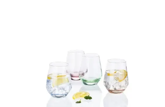 Набір прозорих склянок Ernesto «Круглий» 380 мл, 4 штуки з кольоровим дном З аукціону