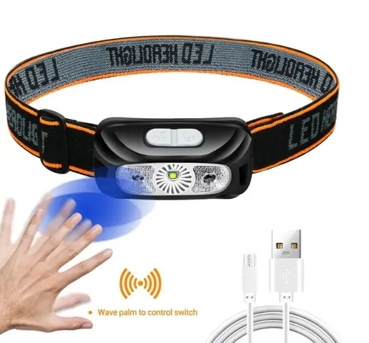 Налобний ліхтарик з інфрачервоним датчиком руху + вбудований акумулятор Ціна