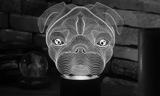 Акриловий світильник-нічник Мопс білий tty-n001420 Ціна