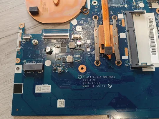 Материнська плата для ноутбука Lenovo ideapad 310-15IAP  (CG414 CG514 NM-A851 Rev:1.0) в робочому стані, в рмонті не була , протестована , все працює, на борту процессор Intel Celeron N3350. З аукціону