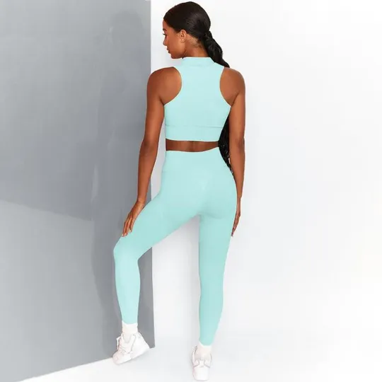 Комплект для фитнеса топ и леггинсы 8344 L бирюзовый Продаж