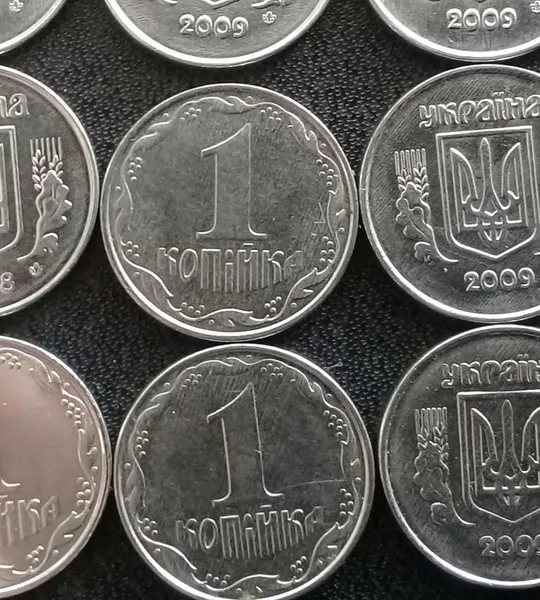 (511) 1 копійка 2008 та 2009 брак, полоси на аверсі та реверсі (сліди від прокату листа) - 9 монет одним лотом (1 копейка) Ціна