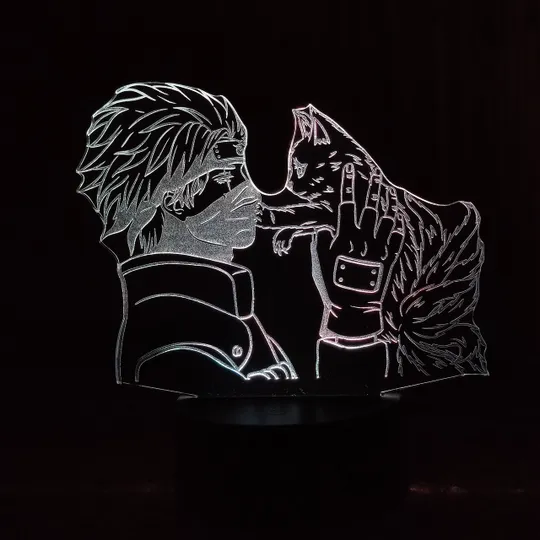 Акриловий світильник-нічник Какаши та Курама білий tty-n000496 Ціна