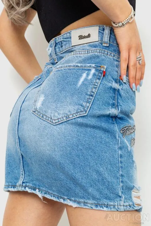 Юбка джинсовая c потертостями, цвет голубой, 214R4226 Продаж