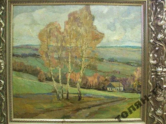 Купити картина Пейзаж деревья. Окресности с.Гуменцы 1978 г. Матюшин Н.Н. без рамы 50х50 см масло №139