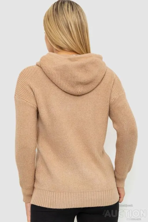 Кофта-батник женская с капюшоном, цвет бежевый, 244R2029 Продаж