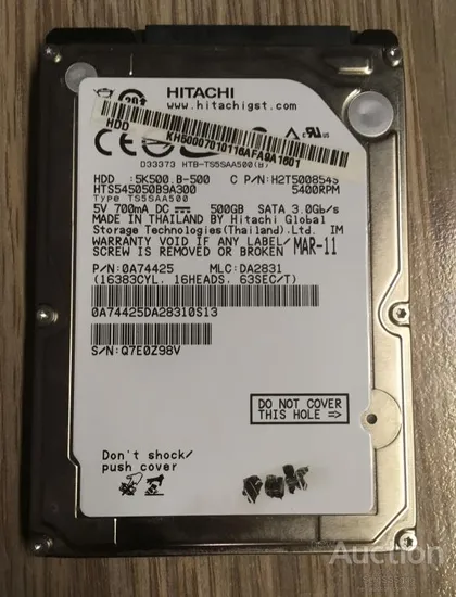 фото, HDD 2,5" Hitachi Travelstar 5K500s 500Gb SATAII
