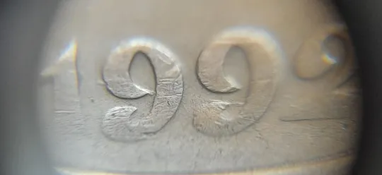 (4386) 50 копійок 1992 1АВк царапини штемпеля в році карбування (50 копеек 1992 1АВк брак) Продаж