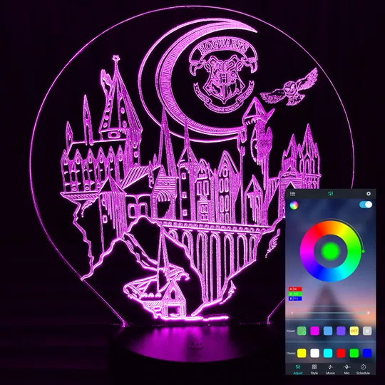 Акриловий світильник-нічник керування з телефона Хогвартс tty-n000721 Ціна