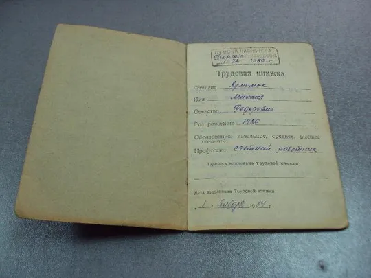 Купити документ трудовая книжка 1954 партийный чиновник №5278