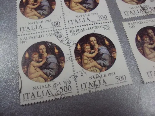 марки лот 7 шт Италия сцепки 1983 искусство живопись рафаэль 500 лет со дня рождения гаш №194 З аукціону
