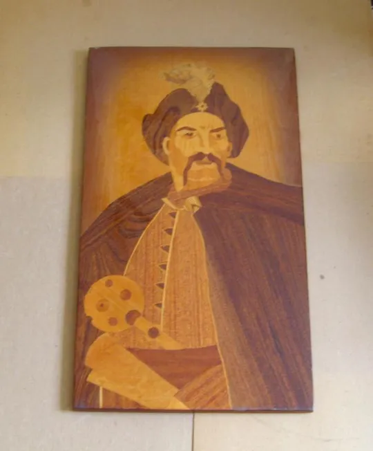 БОГДАН ХМЕЛЬНИЦКИЙ = Картина из дерева в технике Маркетри = Размер 28,5 см. Х 50 см. = СССР Ціна