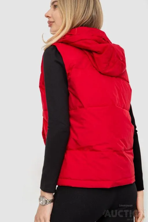 Жилет женский с капюшоном, цвет красный, 243R20232 Продаж