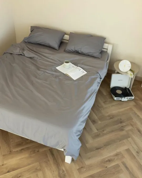 Постельное белье двуспальное Dushka Home Сатин Люкс 20917 180х215 см серое Ціна