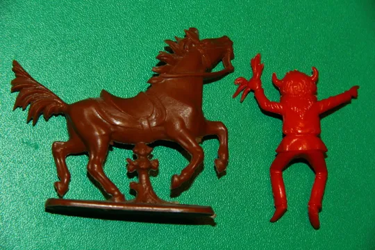 ІНДІАНЕЦЬ В ШАПЦІ З БІЗОНА НА КОНІ индеец JEAN HÖFLER 54мм без фарби З аукціону