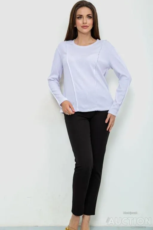 Купити Лонгслив женский в рубчик, цвет белый, 102R325