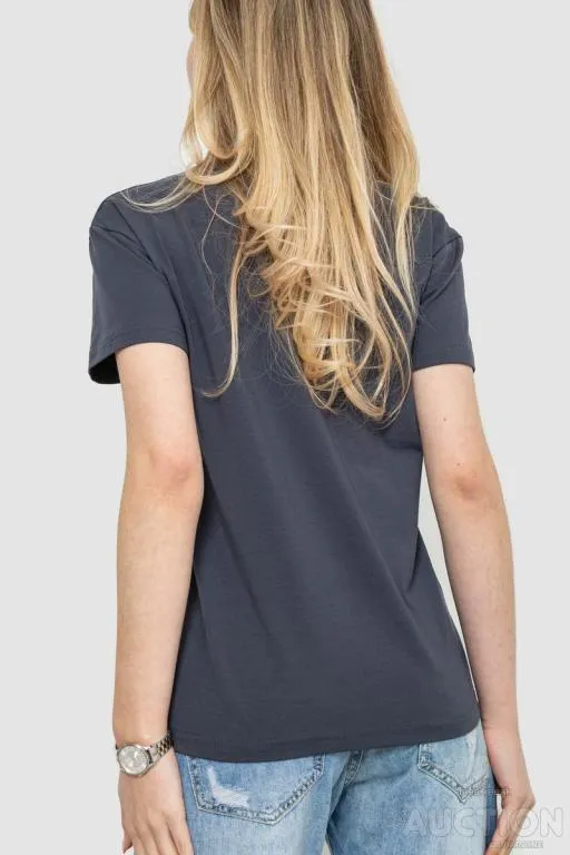 Футболка женская однотонная, цвет темно-серый, 102R5248 Продаж