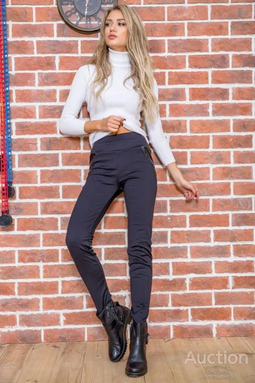 Купити Черные повседневные лосини, со вставками из кожзама, 172R0033