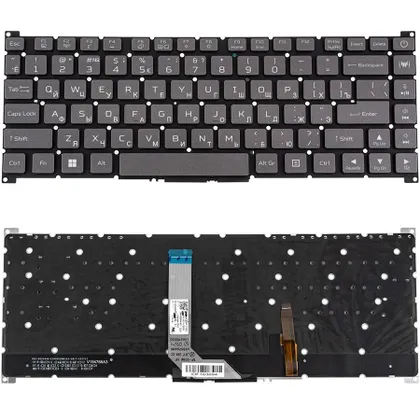 фото, Клавіатура для ноутбука ACER (Predator PT314-51s) rus, dark gray, без кадру, підсвічування клавіш (RGB)