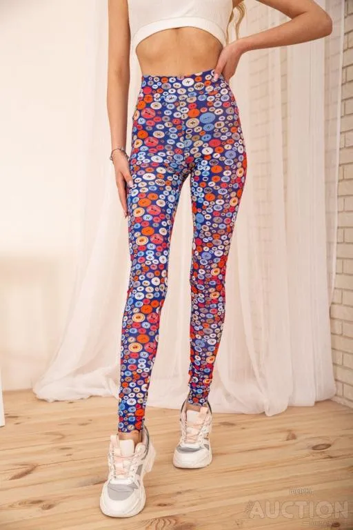 Лосины женские с утяжкой и принтом, цвет Синий, 172R12-2 Ціна