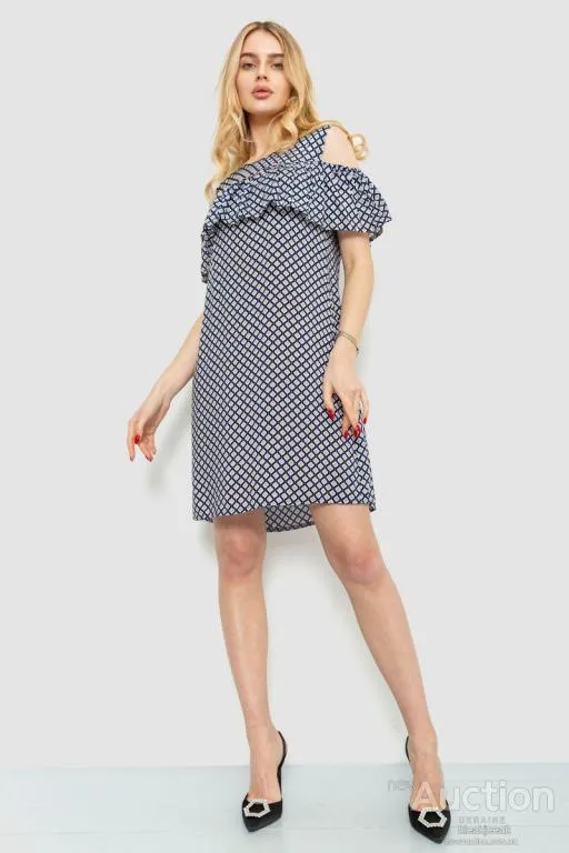 Купити Платье с принтом, цвет сине-бежевый, 230R24-3