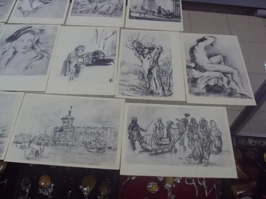 набор открыток рисунки старых мастеров 17-18 век 1959 15 шт  №1672 З аукціону