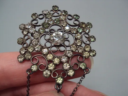 Брошка с висюльками брошь цветок цветочек серебро 875 проба ссср вес 7,4 г 6,4х3,9 см №15566 Де купити