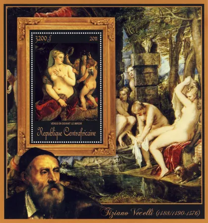 фото, ЦАР-Живопись- Тициано Вечелли -2011.Чистый  красивый Блок.MNH.