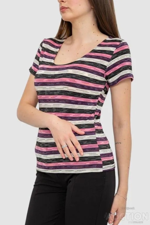 Футболка женская в полоску, цвет розово-молочный, 186R527 З аукціону