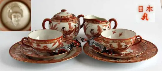 Сервіз Гейша Птахи на 2 персони порцеляна літофанія Kutani Ціна