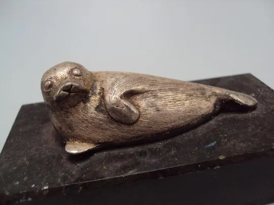 фигура на подставке статуэтка тюлень серебро 925 проба вес 292,02 г размер 4,8х2,4х10х5,1 см №14353 Характеристики