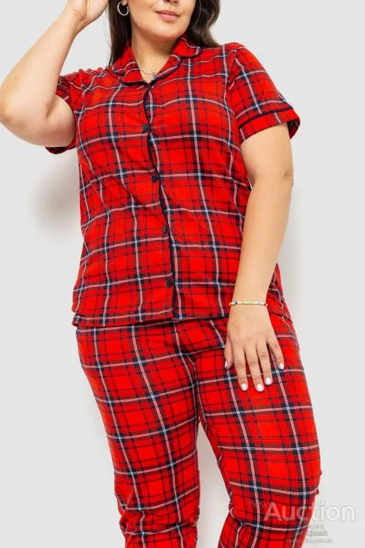 Купити Пижама женская в клетку, цвет красный, 219RP-320