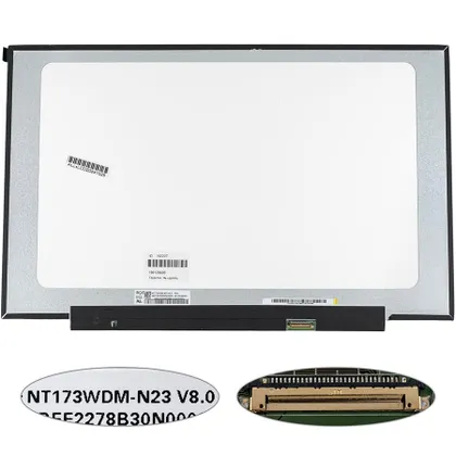 фото, Матриця 17.3 NT173WDM-N23 (1600*900, 30pin(eDP), LED, SLIM(без планок та вушок), матова, роз'єм праворуч знизу) для ноутбука