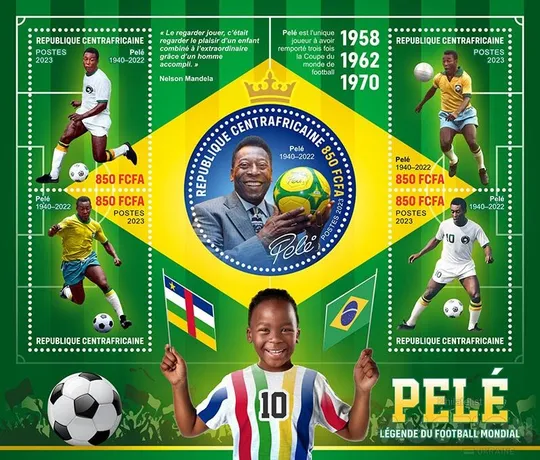 Футбол-Пеле-Совместный выпуск 8 администраций-2023. Чистый полный красивый комплект-8 М/Листов разных стран.MNH. З аукціону