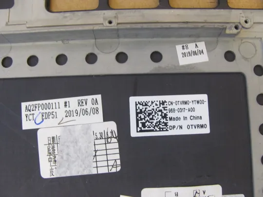 номер0912-5 Кришка панель палмрест 0TVRM0 AQ2FP000111 AQ26W000112 03CKJP   для DELL XPS 15 9570 7590 Precision 5530 5540  оригінал Торговий майданчик