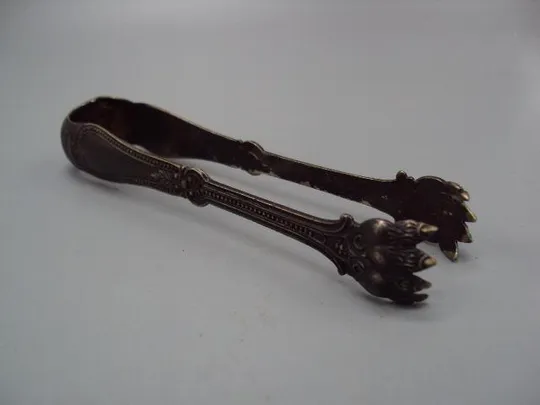 Щипцы для сахара львиные лапы льва Norblin Galw Варшава Норблин латунь посеребрение 14 см №13521 Де купити