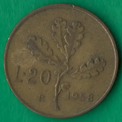 фото, 20 лір 1958 року Італія [М]
