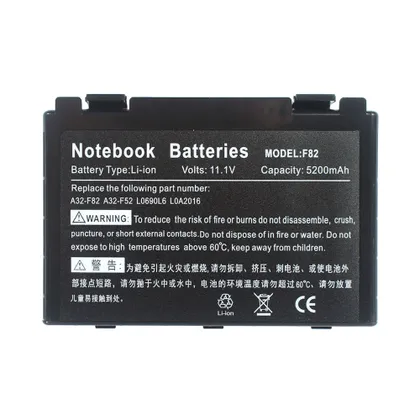 фото, Батарея для ноутбука ASUS A32-F82 (F52, F82, K40, K50, K51, K60, K61, K70, X5D, X87, X8A) 11.1V 5200mAh Black