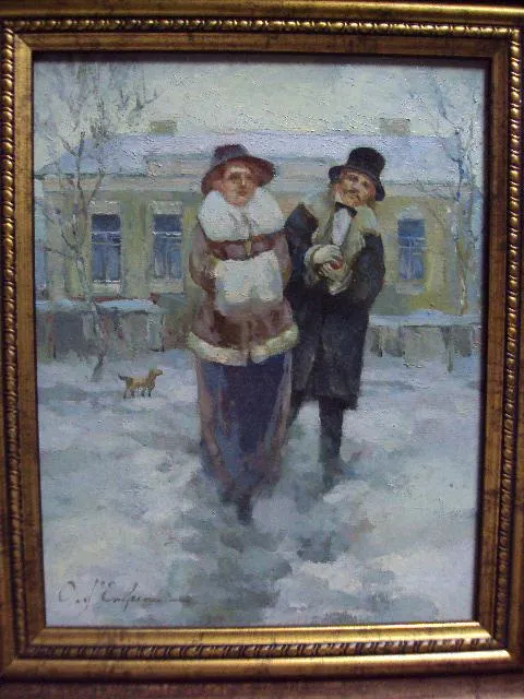 Купити Картина Зимняя история или провинциальная любовь художник О. Демко 2012 г. в раме холст, масло №166