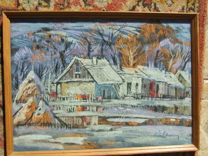 фото, Зас.худ.укр. Роскин Н. раз. 50 х 35 см. картон смешаная техника 1991 гг. Закарпатская школа.