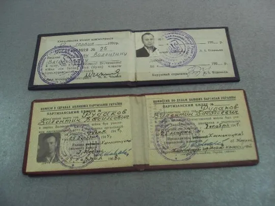 удостоверение партизана партизанский билет партизан проскуровчское подполье лот 2 шт №5722 Продаж