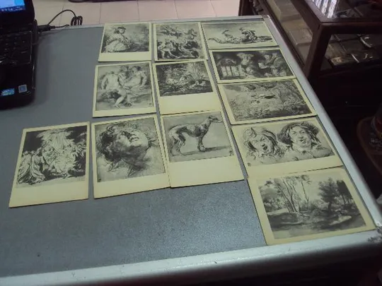 набор открыток рисунки фламандских художников 1957 бойтман  12 шт №4634 Продаж