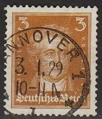 1926 - Німеччина - Відомі німці - Гете 3 Mi.385 _гаш Ціна