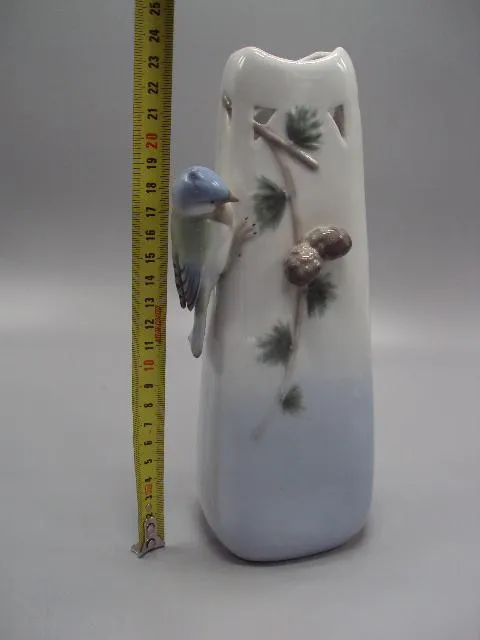 Купити Ваза фарфор Европа вазочка птичка на ветках шишки высота 23,5 см №13635