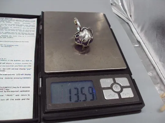 Женское кольцо авторское Аметист листик серебро 925 проба Украина вес 13,59 г 19 размер новое №14384 Продаж