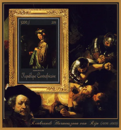 фото, ЦАР-Живопись- Рембранд -2011.Чистый  красивый Блок.MNH.